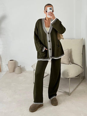 Casual Knitted Single-breasted 2pc Set