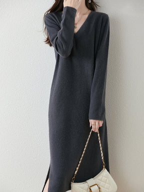 V-neck Knitted Bottoming Dress