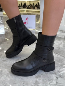 Buckle Heel Platform Boots