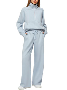 Oversized Half-Zip Sweatshirt And Wide-Leg Sweatpants Casual Set