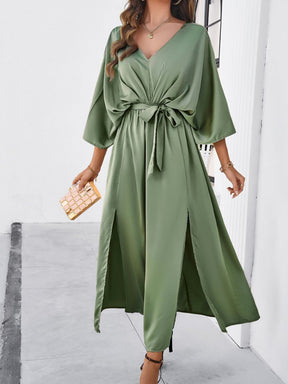 Elegant V-neck Loose Dress