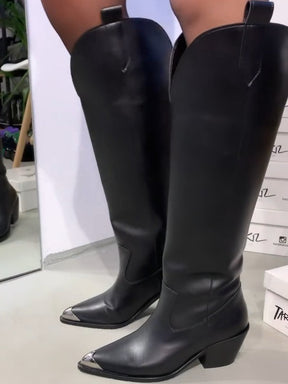 Long V-neck Boots Pointed Toe Knight Boots