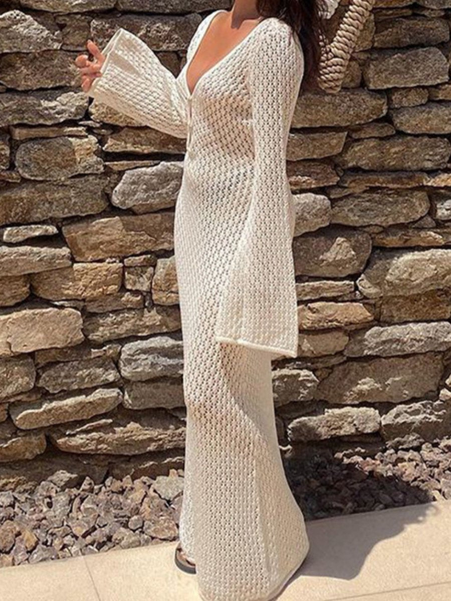 Knitted Hollow Beach Cover-Up Sun Protection Clothing