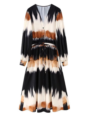 Waisted Tie-Dye Print Dress