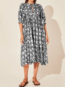 Pleated Lace-up Loose Women's Unique Casual Dress