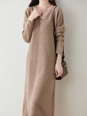 V-neck Knitted Bottoming Dress