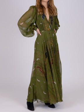 Chiffon Westernstyle Floral Maxi Dress