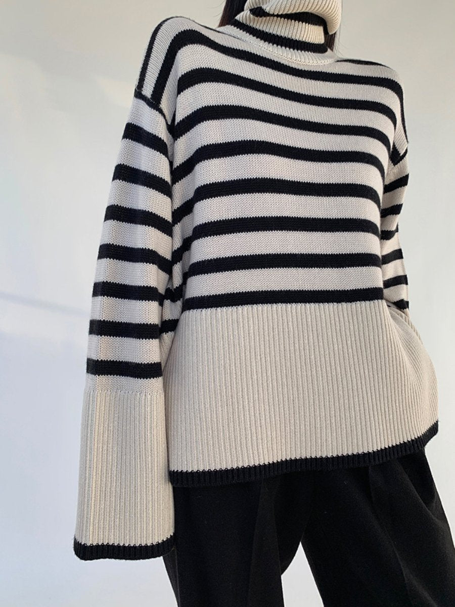 Stripe Turtleneck Sweater