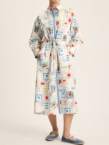 Pure Cotton Printed Midi Shirt Dress