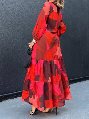 Red Floral Loose Maxi Dress