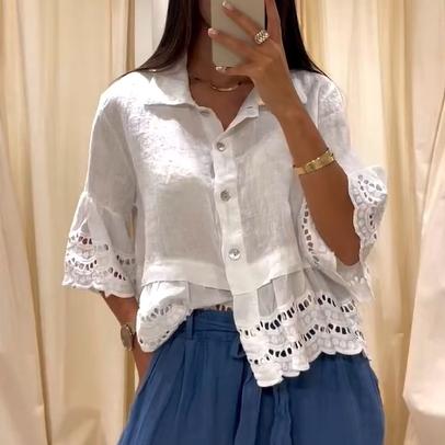 Lace Flare Sleeve Blouse